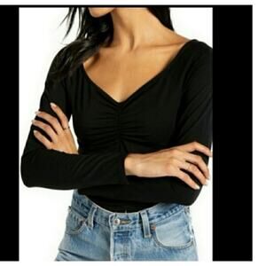 n:Philanthropy Black Ruched Long Sleeve Top size XS